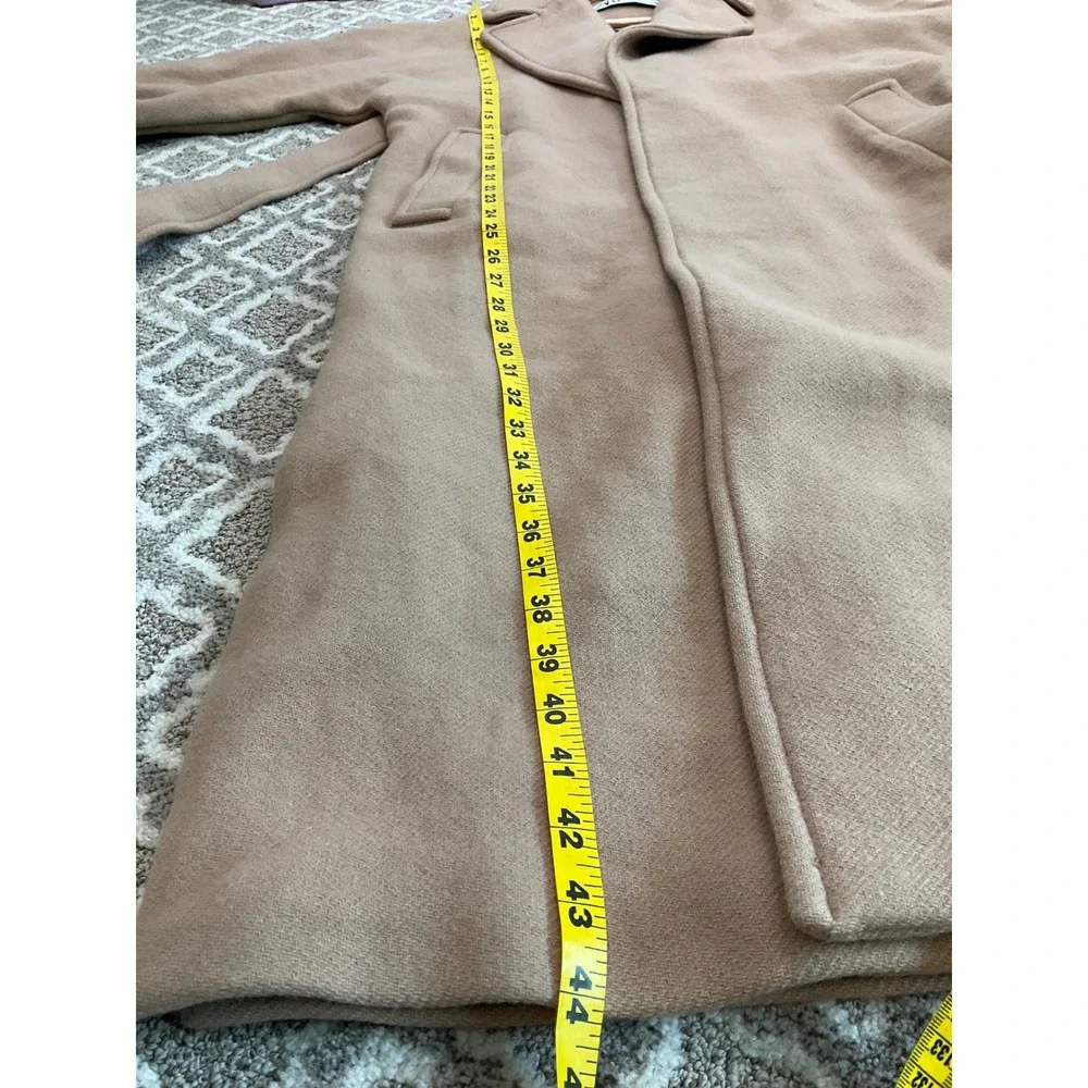 Zara Camel Wool Blend Wrap Long Trench Coat Belted Oversized Neutral Luxury XS - Picture 8 of 8
